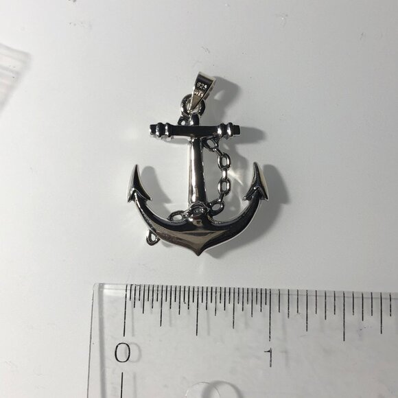 Sterling Silver Nautical Anchor Pendant with Chain detail - Boat, marine life - Picture 3 of 3